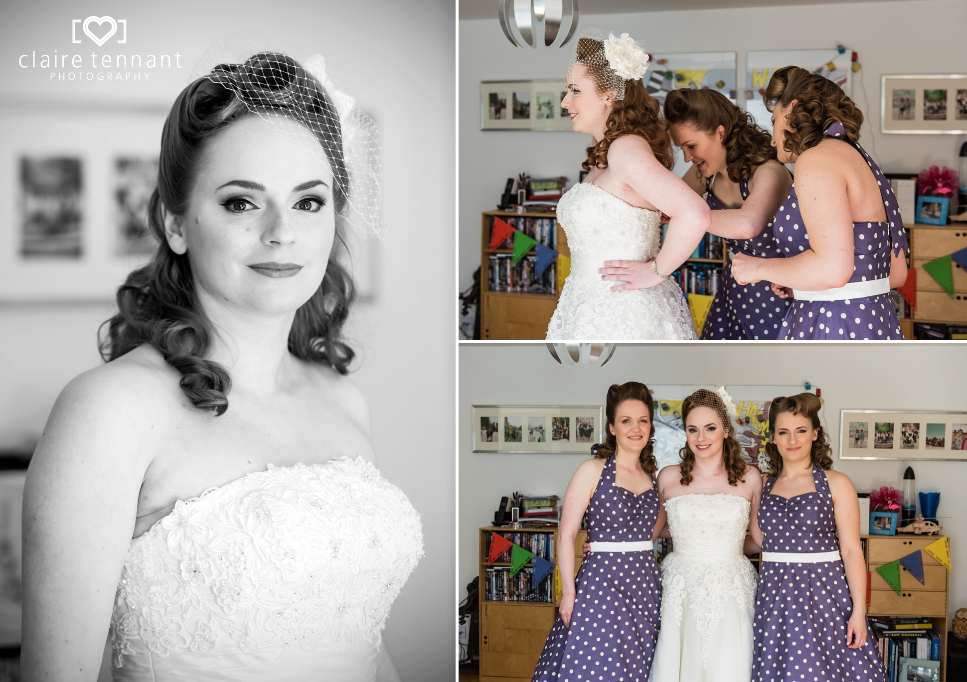 vitage style bride and bridesmaids